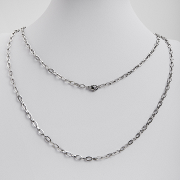Łańcuszek ze stali chirurgicznej owale w kolorze srebrnym 70cm