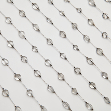 Łańcuch z kryształem górskim ze stali chirurgicznej w kolorze srebrnym 13x4mm