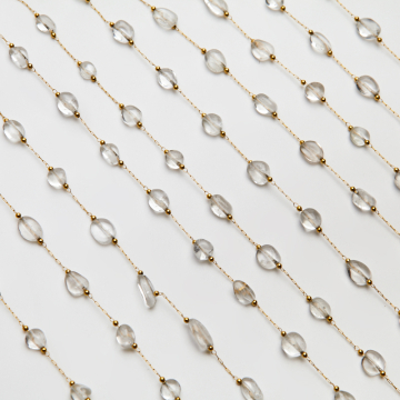 Łańcuch z kryształem górskim ze stali chirurgicznej w kolorze złotym 13x4mm