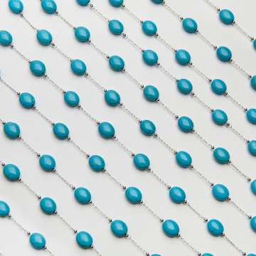 Łańcuch z howlitem niebieskim ze stali chirurgicznej w kolorze srebrnym 9x5mm