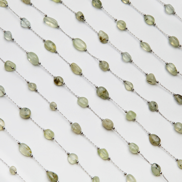 Łańcuch z fernitem zielonym ze stali chirurgicznej w kolorze srebrnym 13x4mm