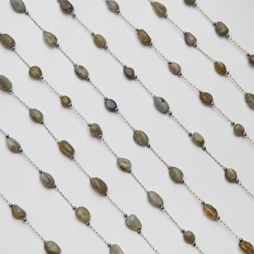 Łańcuch z labradorytem ze stali chirurgicznej w kolorze srebrnym 13x4mm