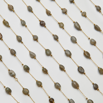 Łańcuch z labradorytem ze stali chirurgicznej w kolorze złotym 13x4mm