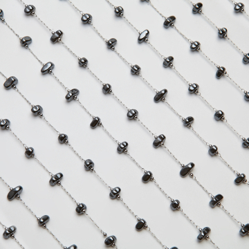 Łańcuch z hematytem ze stali chirurgicznej w kolorze srebrnym 4x9mm