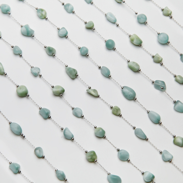 Łańcuch z amazonitem ze stali chirurgicznej w kolorze srebrnym 13x4mm