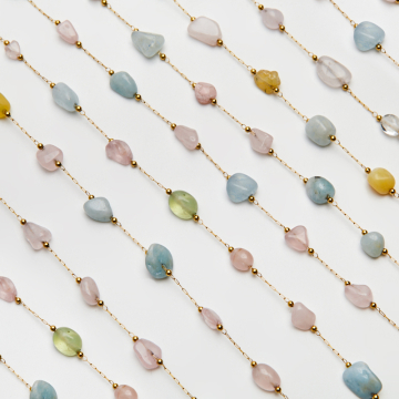 Łańcuch z morganitem ze stali chirurgicznej w kolorze złotym 13x4mm