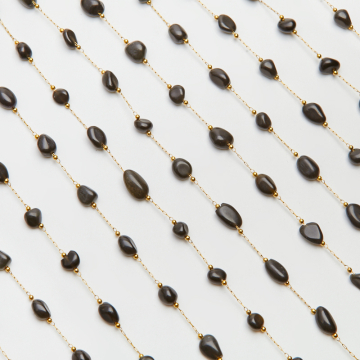 Łańcuch z onyksem ze stali chirurgicznej w kolorze złotym 13x4mm