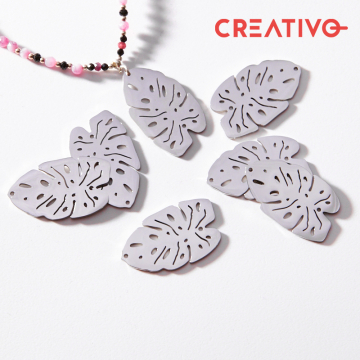 Zawieszka łącznik ze stali chirurgicznej monstera w kolorze srebrnym 30mm