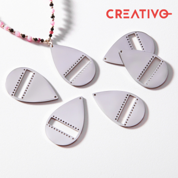 Baza do beadingu łezka ze stali chirurgicznej w kolorze srebrnym 34mm