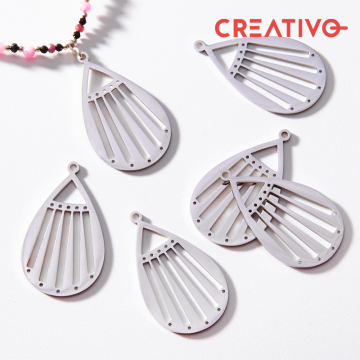 Baza do beadingu łezka ze stali chirurgicznej w kolorze srebrnym 37,1mm