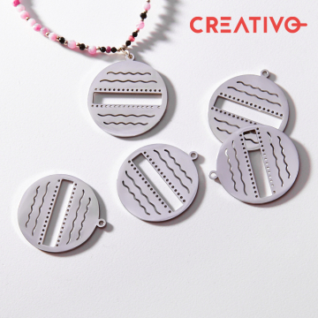 Baza do beadingu kółko z falami ze stali chirurgicznej w kolorze srebrnym 30mm