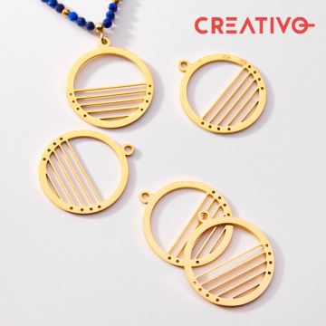 Baza do beadingu kółko ze stali chirurgicznej 4 rzędy w kolorze złotym 25mm