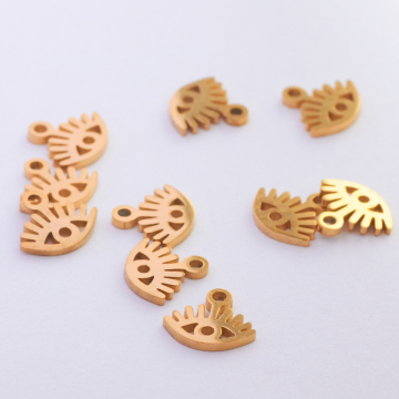 Mini zawieszka ze stali chirurgicznej oczko w kolorze złotym 6mm PVD