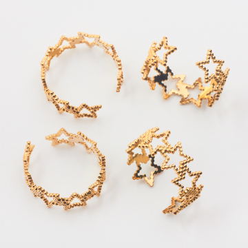 Pierścionek ze stali chirurgicznej regulowany gwiazdki w kolorze złotym 19,5mm