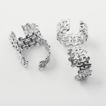 Pierścionek ze stali chirurgicznej regulowany plecionka 21mm