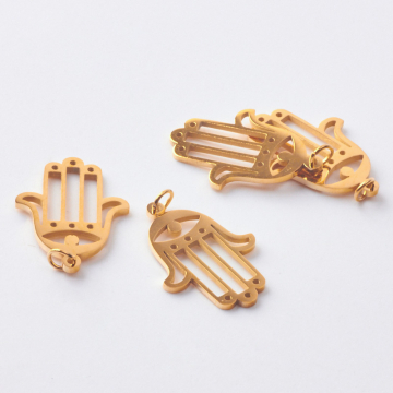 Baza do beadingu ze stali chirurgicznej ręka fatimy w kolorze złotym 22mm