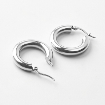 Kolczyki grube koła ze stali chirurgicznej w kolorze srebrnym 25,5mm