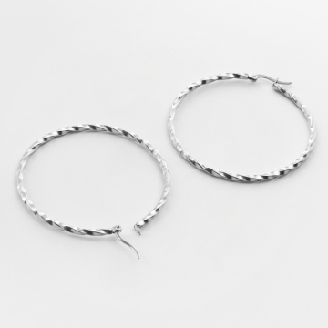 Kolczyki koła skręcane ze stali chirurgicznej w kolorze srebrnym 55mm