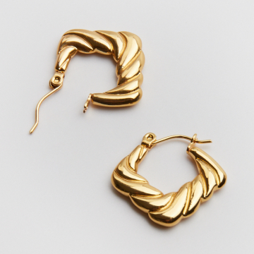 Kolczyki ze stali chirurgicznej ozdobny rąb w kolorze złota 21mm PVD