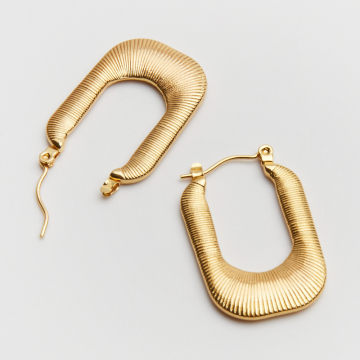 Kolczyki ze stali chirurgicznej ozdobny prostokąt w kolorze złotym 31,5mm PVD