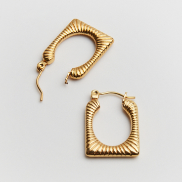 Kolczyki ze stali chirurgicznej ozdobny prostokąt w kolorze złotym 24,5mm PVD