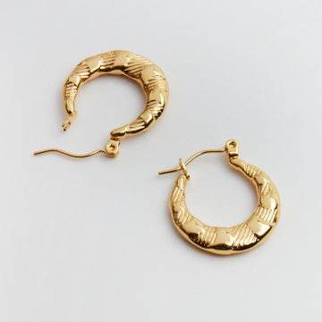 Kolczyki ze stali chirurgicznej ozdobne koła w kolorze złotym 20,5mm PVD