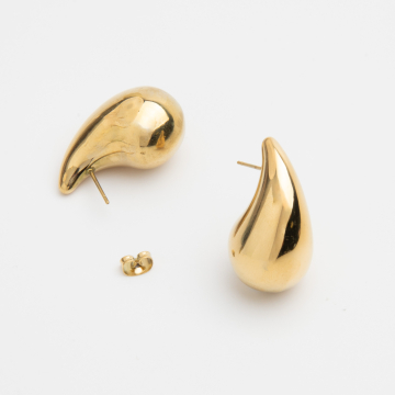 Kolczyki ze stali chirurgicznej łezki w kolorze złotym 20mm PVD