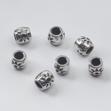 Koralik słoneczko do męskich bransoletek ze stali chirurgicznej w kolorze srebrnym 10x9mm