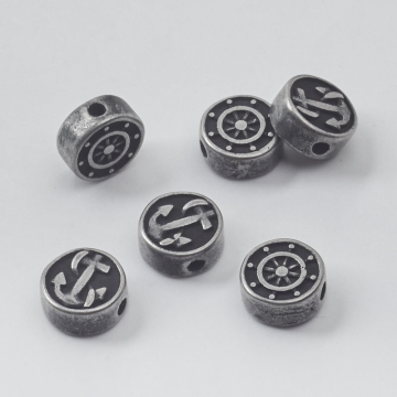 Koralik kotwica ze stali chirurgicznej do męskich bransoletek w kolorze srebrnym 11x5mm