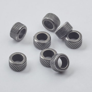 Przekładka oponka szorstka ze stali chirugicznej do męskich bransoletek w kolorze srebrnym 6x10mm