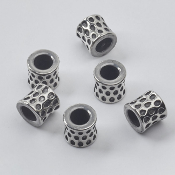 Przekładka oponka w kropeczki ze stali chirugicznej do męskich bransoletek w kolorze srebrnym 9,5x10mm