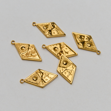 Zawieszka ze stali chirurgicznej dzień i noc w kolorze złotym 25,5mm PVD