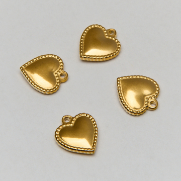 Zawieszka ze stali chirurgicznej serce w ramce w kolorze złotym 14,5mm PVD