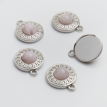 Zawieszka ze stali chirurgicznej kółko greckie kryształem górskim w kolorze srebrnym 19mm