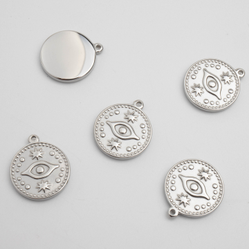 Zawieszka ze stali chirurgicznej kółko z okiem proroka w kolorze srebrnym19,5mm