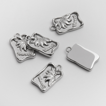 Zawieszka ze stali chirurgicznej prostokąt vincent w kolorze srebrnym 20,5mm