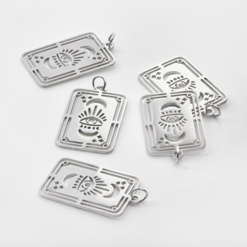 Zawieszka ze stali chirurgicznej karta w kolorze srebrnym 28mm