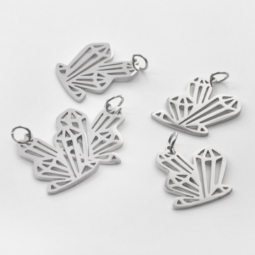 Zawieszka ze stali chirurgicznej kryształy mocy w kolorze srebrnym 21mm