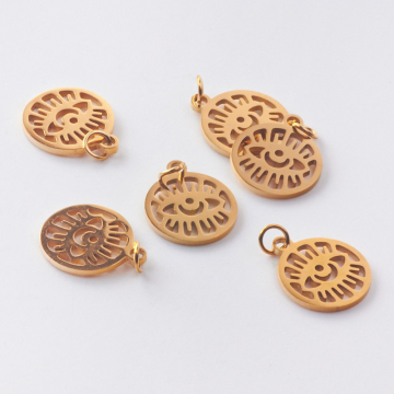 Zawieszka ze stali chirurgicznej oko proroka w kolorze złotym 14mm