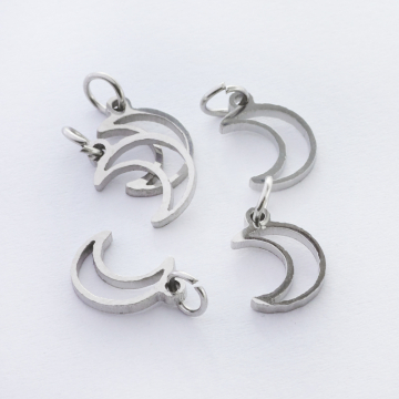 Zawieszka ze stali chirurgicznej księżyc wycięty kolor w kolorze srebrnym 12mm