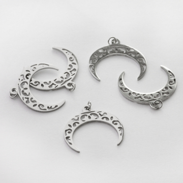 Zawieszka ze stali chirurgicznej róg obfitości ażurowy w kolorze srebrnym 23,5mm Zawieszka ze stali chirurgicznej róg obfitości ażurowy w kolorze srebrnym 23,5mm