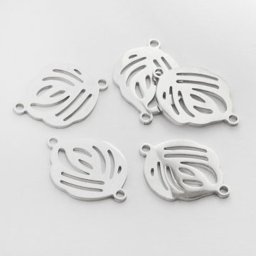 Łącznik ze stali chirurgicznej listek w kolorze srebrnym 19mm