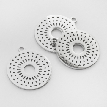 Zawieszka ze stali chirurgicznej serwetka w kolorze srebrnym 20mm