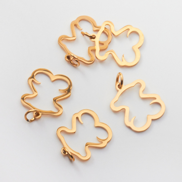 Zawieszka ze stali chirurgicznej miś wycięty w kolorze złotym 11,5mm