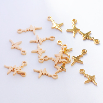 Zawieszka ze stali chirurgicznej linia życia w kolorze złotym 14mm