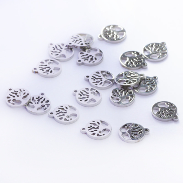 Zawieszka ze stali chirurgicznej drzewo życia w kolorze srebrnym 8mm