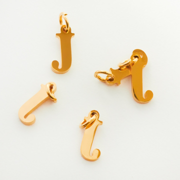 Zawieszka ze stali chirurgicznej literka J w kolorze złotym 10mm