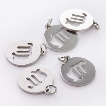 Zawieszka ze stali chirurgicznej znak zodiaku Panna w kolorze srebrnym 15mm
