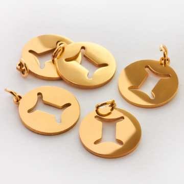 Zawieszka ze stali chirurgicznej znak zodiaku Bliźnięta w kolorze złotym 15mm