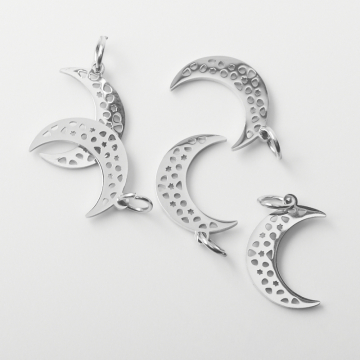 Zawieszka ze stali chirurgicznej księżyc w kolorze srebrnym 14mm